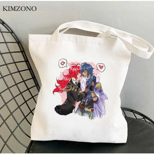 Genshin Impact Keqing shopping bag eco reusable bolso shopper cotton bag bolsas ecologicas net tote sacola sacolas