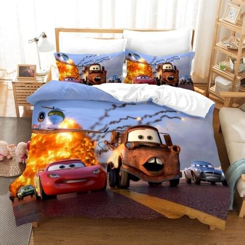 Disney Lightning McQueen Cars Bed Linens 3d Bedding Set Single Size Boys Duvet quilt cover Child Home Decor Bedclothes Cartoon