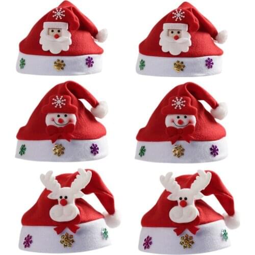 Creative Christmas Brushed Fabric Adult Childrens Hat Xmas Gift Merry Christmas Decor 2021 Happy New Year Santa Claus Noel Sup