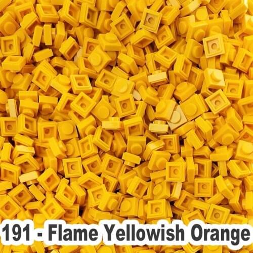 No.191 Flame Yellowish Orange Educational Construction Toy Plastic Small Building Brick Accessories 1X1 Plate Blocks Pixel Art