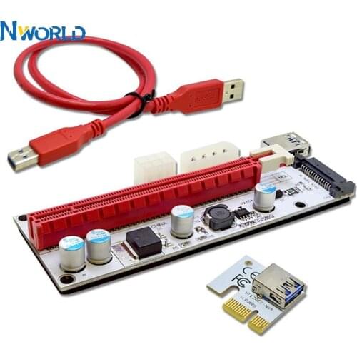 New VER008S 4 PIN Molex PCI-E Riser Card 6pin Riser SATA Pcie 1x To 16x Pci Express Riser Card For Antminer Bitcoin Miner Mining