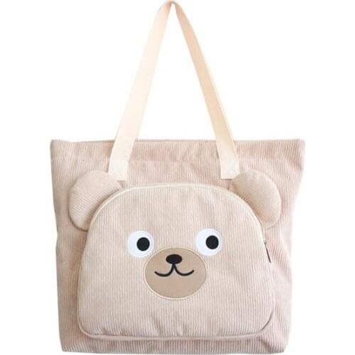 2021 New Korean Large capacity Cute girl Single shoulder bag Japanese Cartoon Corduroy Handbag Fashion Female student Book bag