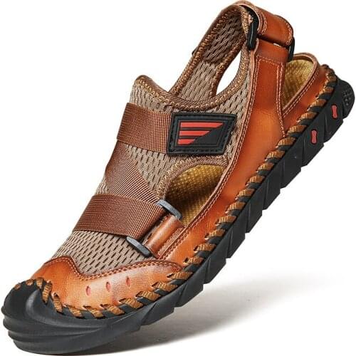 New Bigger Size Man Sandals Leather Shoes Plus Size Men Casual Beach Sandals Shoe sandals men Male Slipper zapatos hombre38-47