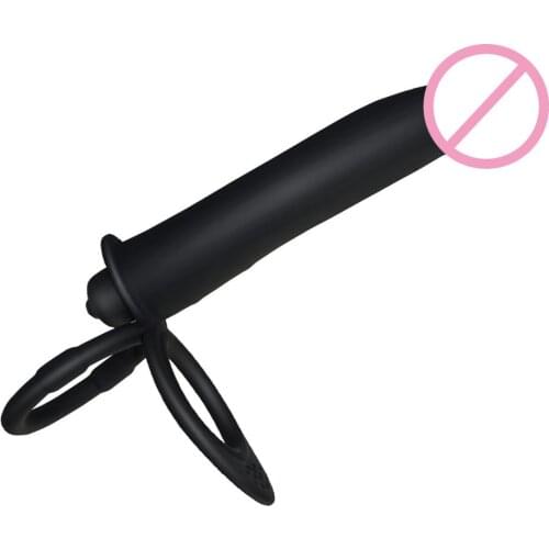 New Vibrating Double Penetration Strapon Anal Dildo, 5.5'' Black Silicone Strap On Penis Anal Plug, Sex Products, Adult Sex Toys