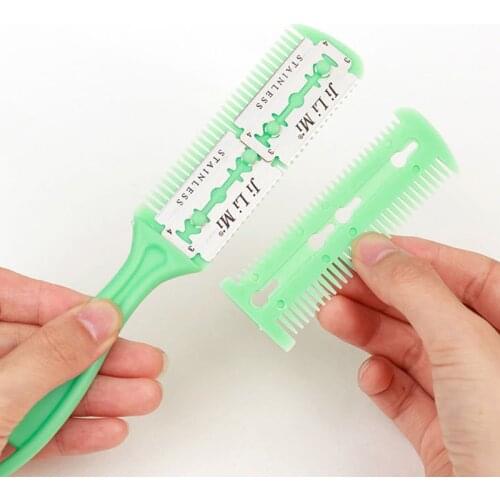 2pcs Double-Sided Knife Hair Scissors Hair Cut Styling Barber Scissor Razor Blade Comb Hairdressing Tool Kit