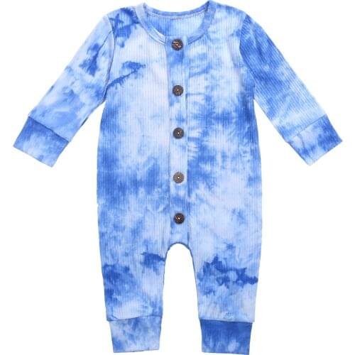 Spring Autumn Baby Clothes Gradient Round-Neck Long-Sleeves Romper Toddler Girl Boy Infant Tie-dye Jumpsuits 0-2 Years