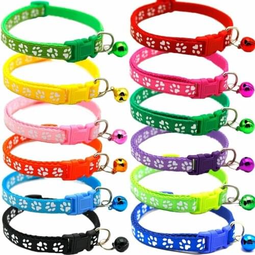 Cats Dog Pet Bells Collars Adjustable Nylon Buckles Fashion Reflective Pet Collar Cat Head Pattern Necklace Cat Accessories