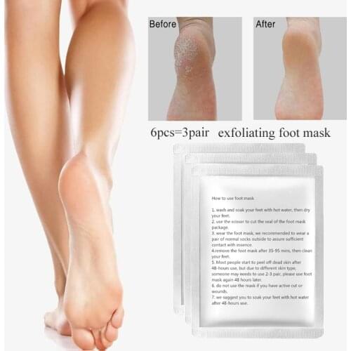 3pair=6pc Exfoliating Foot Mask Socks for Pedicure Socks for Feet Peeling Foot Mask Health Care Skin Care Feet Dead Skin Removal