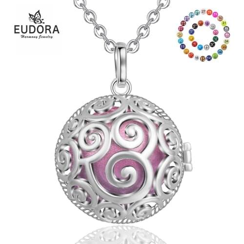 Eudora 20 mm Mexcain Bola Harmony Ball Pendant Necklace Fit Lava Stone Color Pregnancy Ball Cage Pendant Chain Fine DIY Jewelry