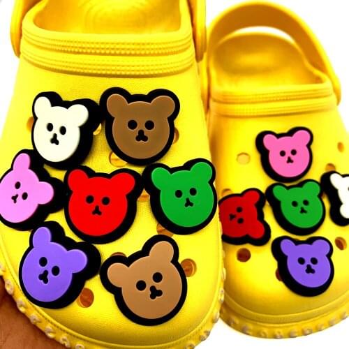 10PCS/Set Animal Shoes Charms Cartoon Bear Icon Croc JIBZ Accessories For Kids Party Gifts Hole Slipper Wristband Decoration