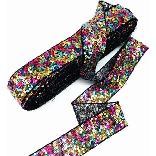 Rainbow sequins beaded trim rhinestone beaded patches apliques de roupa applique patches for clothes bordados para costura