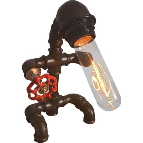 Retro Table Lamp Creative Iron Tube Edison Led Table Light Industry Loft Vintage Decor Lamp Water Pipe Robot Decor Lamp#g30