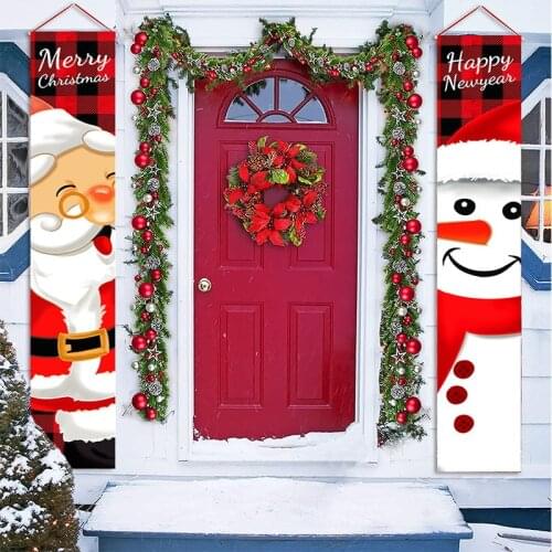 Christmas Door Decorations Couplet Outdoor Hanging Banner Party Decoration Curtain Couplet Christmas Festival Supplies for Home