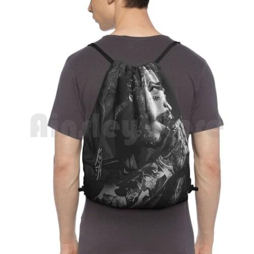 Scrimout Malone Looks Backpack Drawstring Bags Gym Bag Waterproof Funny Hiphop Country Post Handsome Teen Music Young
