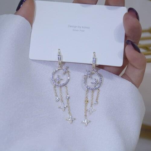 14k Real Gold Long Tassel Design Fantasy Women Earring AAA CZ Luxury Drop Earring Wedding Engagement Bridal Jewelry Pendant