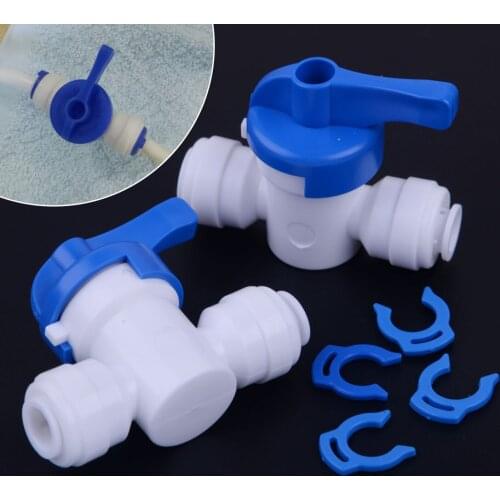LETAOSK 2PCS 1/4 inch Thread Ball Valve Inline Tap Quick Connect Push with E-clip for RO Water Reverse Osmosis System