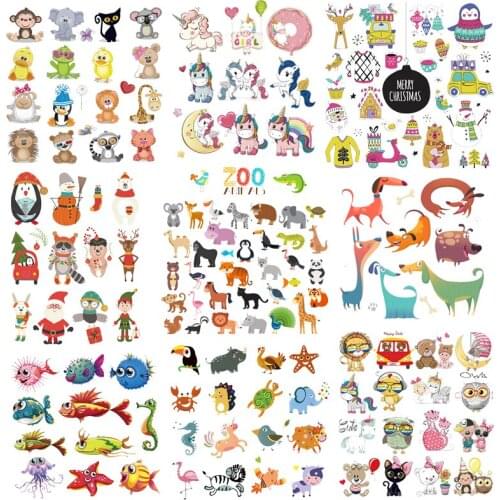 Prajna Cute Cartoon Iron On Transfer Patches Thermal Stickers Small Animal Heat transfer Vinyl Patches For Clothes Kids Applique