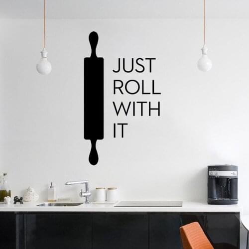 Just Roll With It Kitchen Quote Vinyl Wall Art Decal Kitchen Sticker For Home Kitchen Decoration Removable A002743