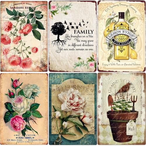 Fresh Cut Flowers Sign Vintage Retro Metal Tin Sign Wall Plaque for Fleuriste Garden Backyard Cafe Famly Gift Wall Decor N414
