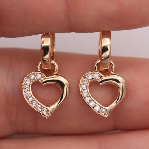 Dangle Drop Earrings White Heart Cubic Zirconia Copper Earring For Women Fashion Jewelry Accessories Wedding Anniversary Gif
