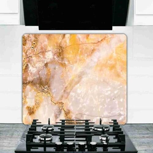 Gold Marble looking Glass Cooker Protective and Glass Cutting Board Cooker protection panel Antibacterial 50 Cm X 56 Cm Single piece