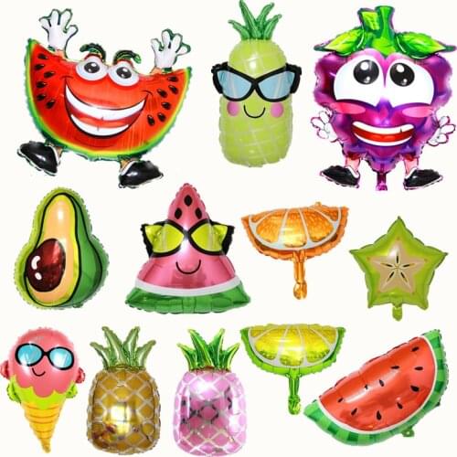 1 Green Fruit And Vegetable Aluminum Foil Balloon Model Strawberry Avocado Watermelon Pineapple Baby Birthday Party Decorations