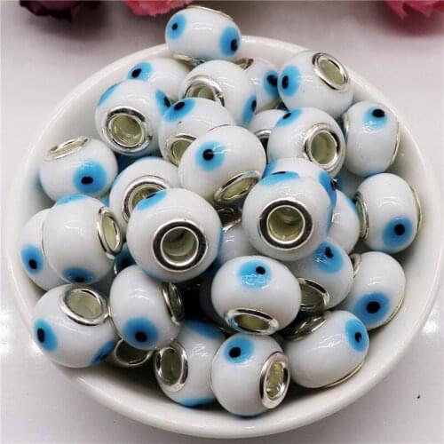 10Pcs Eye Shape Big Round Large Hole European Spacer Beads fit Pandora Bracelet Bangle DIY Chain Necklace for Jewelry Making