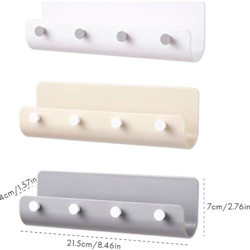 2 Colors Key Towel Hanger Holder Storage Wall Hook Rack DIY Organizer 4 Hooks Storage Shelf Hanging Hooks Wall Mount Home Decor