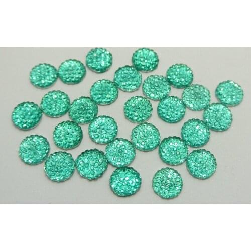 200 Cyan Acrylic Round Flatback Dotted Rhinestone Gems 8mm(0.31")