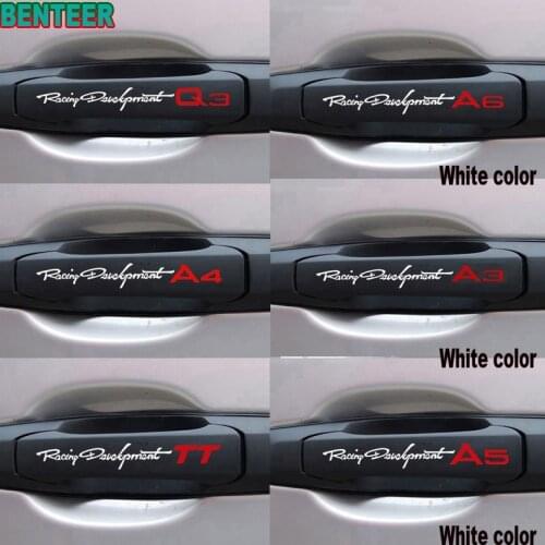 4pcs car door handle sticker for Audi sline A1 A4 B5 B6 B7 B8 A3 8P 8V 8L A5 A6 C6 C5 C7 A7 A8 Q3 Q5 Q7 Q8 TT RS