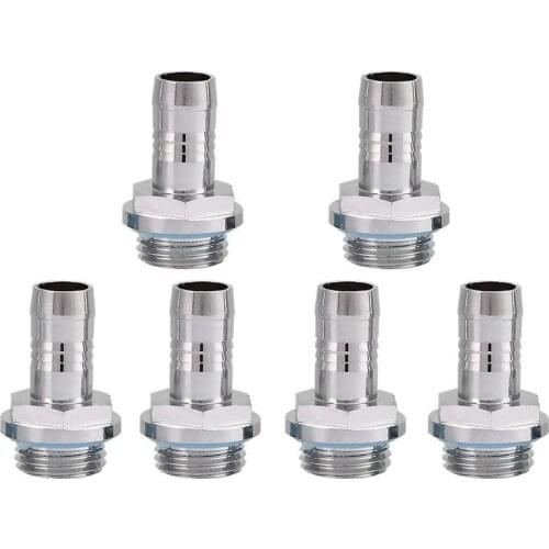 6 PCS Two-Press Fitting PC Water Cooling G1/4 Thread Barb Fitting Connector Tube for Computer Water Cooling System(9mm)
