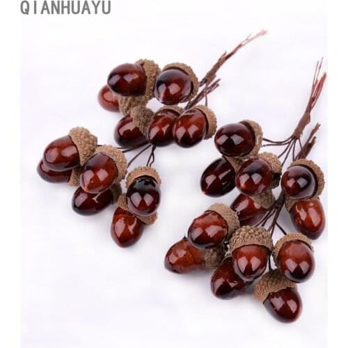 6Pcs Foam Pine Cone Mini Artificial Bouquet For Christmas Wedding Home Berry Decoration Gift Box Prop Plants Faux Fabric Decor