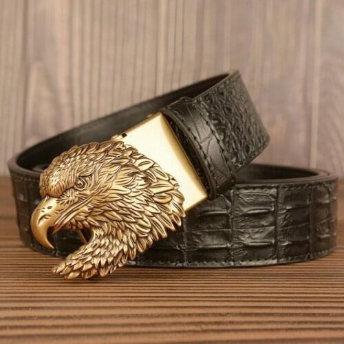 American Fashion Mens Leisure Belt Party Crocodile Pattern Waist Strap British Jeans Accessories Eagle Automatic Buckle Cinto