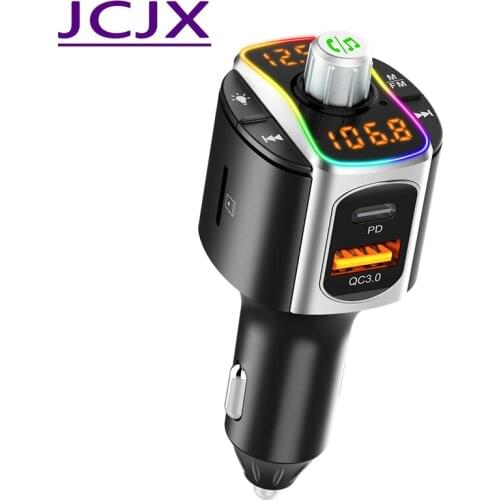 Car FM Transmitter Bluetooth 5.0 MP3 Audio Player QC3.0+PD Fast Charging Wireless Handsfree Car Kit with LED Backlit