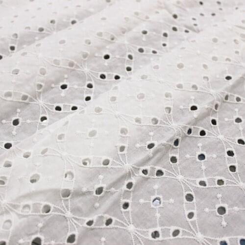 Width 130cm Hollow-out Cotton Cloth Embroidered Lace Fabric Handmade DIY Womens Clothes Dress Accessories CR2495