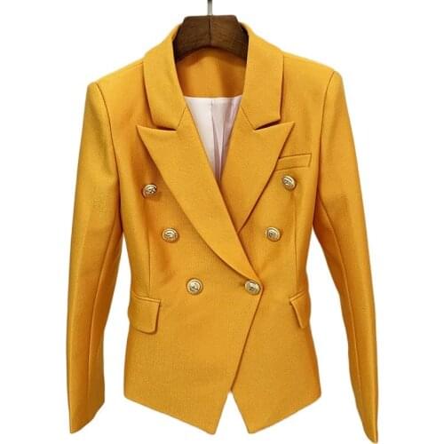 Better Fabric 2021 Autumn New Arrival American Style High Quality Double Breasted Bright Orange Blazer Jacket for Woman