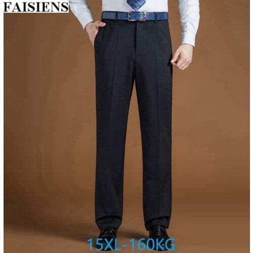 FAISIENS Men Suit Pants Plus Size 11XL 12XL 14XL 15XL Large Size Casual Pants 52 54 56 58 60 Business Straight Trousers