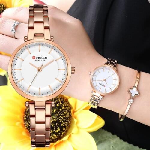 CURREN Women Simple Analog Quartz Watches Female Fashion Luxury Rose Gold Watch Ladies Classic Casual Wristwatch Gift for Women