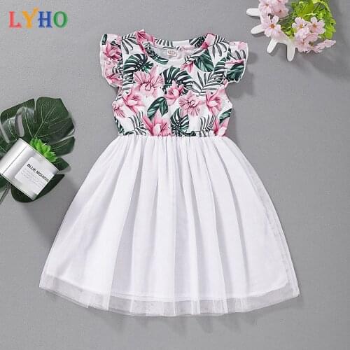 Childrens Girls Dresses Summer Baby Clothing 2021 New Lovely Flower Princess Style For 1-6 Year Babies Girl Party Garden Outfit