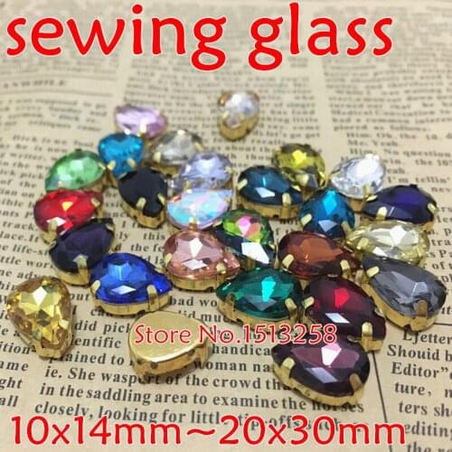 More Colors All Sizes 10x14mm~20x30mmTeardrop Crystal Fancy Stone With Cosed Back Gold Claw Setting Droplet Sewing Glass Crystal