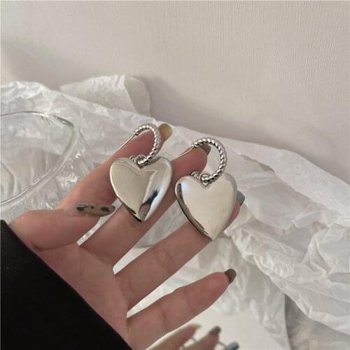 FFLACELL INS 2021 New Vintage Exaggeration A Two-wear Metal Peach Heart-shaped Temperament Earrings Women Party Accessories