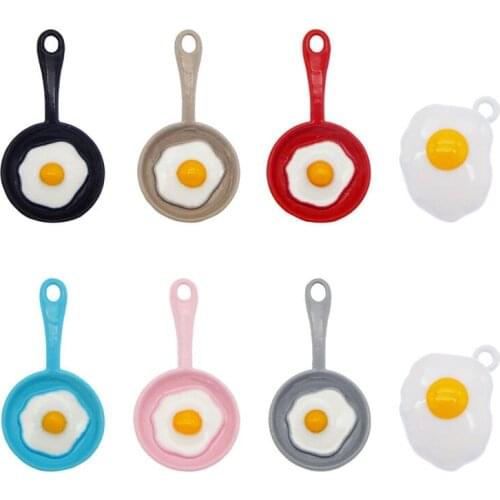 Julie Wang 7PCS Enamel Charms Mixed Fried Egg And Pan Pendants Alloy Bracelet Jewelry Making Accessory