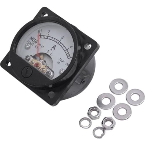 Class 2.5 Accuracy AC 0-5A Analog Panel Round Meter Ammeter Meter Black