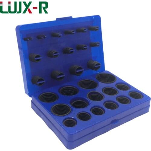 LUJX-R 363pcs O-Ring Assortment Rubber Ring Gasket Set Kit Seal Washer Oil Proof Plumbing Garage Different Size Blue Box For Car