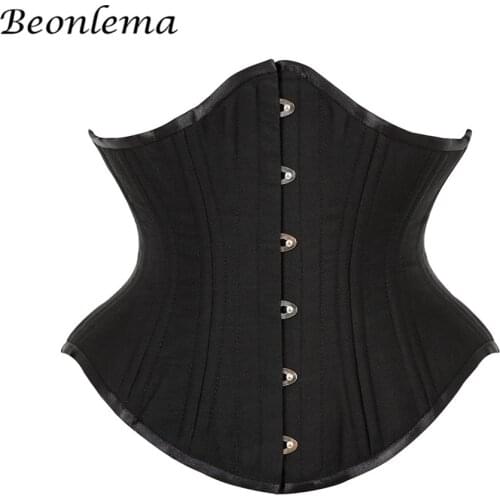 Corset Slimming Gothic Style Underbust Bustier Tops Body Shaper 20 Steel Bones Steampunk Waist Trainer Plus Size Modeling Strap