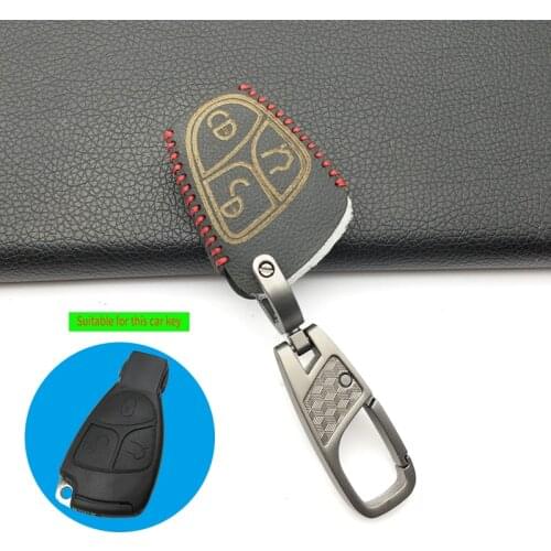Leather Remote Key Fob Cover Case For Mercedes Benz C B E Class CLS CLK SLK CL / w203 w211 w204 3 Button Protect Shell