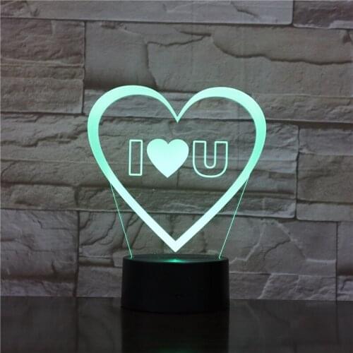 I LOVE YOU Colorful 3D Hologram Lamp USB Acrylic Lights 3D LED Lamp Nightlight Christmas Wedding Party Lover Decor Light 1973