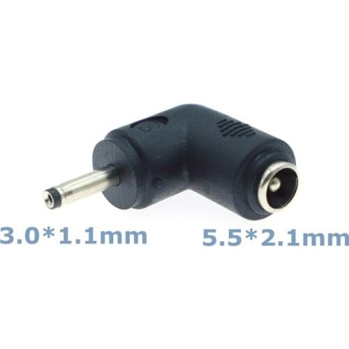 Best quality DC 90 Degree Connector 5.5 x 2.1mm Female to 3.0x1.1mm Male Adapter For Laptop Power Charging Adapter