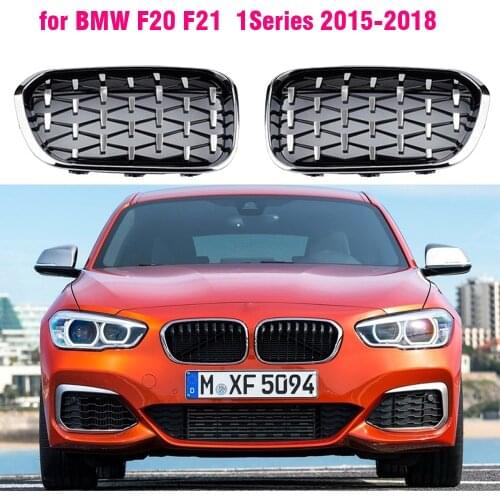 Diamond style fashion Front Grill for BMW F20 F21 2015-2019 118i 120i 125i m140i Gloss Black Silver Grills
