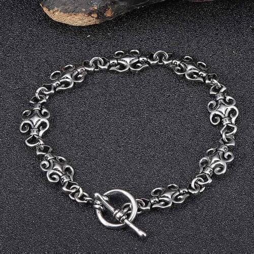 Vintage Punk Men Jewelry Accessories Stainless Steel Link Chain Bracelet Charm Male Trendy Wristband Gift GL0033